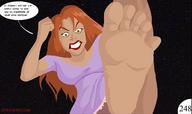 barefoot red_hair cartoon looking_down foot_pov point_of_view imminent_crush looking_at_tiny