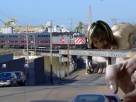 giantess collage blonde train hand reaching jr streets vehicles kneeing