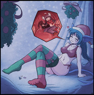giantess karbo vore color heart cat_girl christmas_outfit