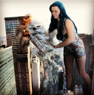 giantess collage city destruction clothed fire skyscraper smoke kristina