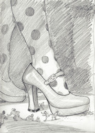 drawing high_heels shrunken_men nylons pencil_drawing cru