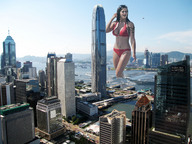 bikini breasts giantess collage city mega swimsuit cleavage helicopter wonderslug wading naomi_millbank_smith hong_kong looking_at_tiny