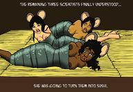drawing nude vore size_difference color story shrunken_woman cat_girl sushi mouse_girl