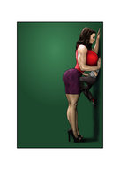 drawing size_difference color high_heels huge_breasts domination shrunken_men amazon shrunken_man entrapment pinned pressed biggals