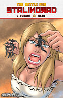 giantess blonde comic blue_eyes handheld open_mouth captured between_fingers soldiers giantessfan imminent_vore soviet looking_at_tiny