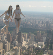 breasts collage city swimsuit cleavage topless park unknown_artist giantesses skyscrapers