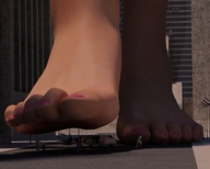 breasts giantess crush city barefoot blood shrunken_people vehicles jessi_and_vicky under_foot jessi tiny_mk chapter_7 digital_render
