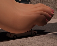 breasts giantess crush city barefoot shrunken_men vehicles jessi_and_vicky under_foot jessi tiny_mk chapter_7 digital_render