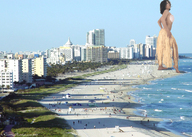 giantess collage city beach barefoot ocean shrunken_people giantess_katelyn foot_print sand seaside distant