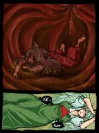 giantess vore blushing size_difference tongue touhou open_mouth inside_view fujiwara_no_mokou utopia youkai keine_kamishirasawa hakutaku
