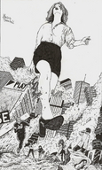 drawing giantess city mega monochrome destruction rampage skirt high_heels soles anime scared marcos_snowbell foot_crush shrunken_people pen_paper cruel secretary