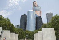 giantess collage city blonde helicopter low_angle wonderslug belly looking_down skyscraper sky looking_at_viewer nikki_sims