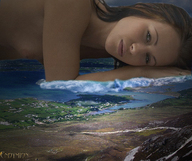 breasts collage landscape mega water lying_down endymion looking_at_viewer