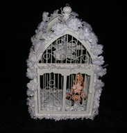 collage topless squatting shrunken_woman cage looking_at_viewer