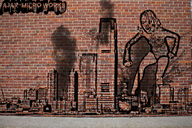 drawing giantess collage city destruction buildings giantess_katelyn ajax dark_skin graffiti brick wall