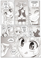 drawing giantess karbo vore comic monochrome shrunken_woman game between_fingers licking_lips dialogue pawn looking_at_tiny