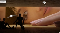 brown_eyes shrunken_men face close_up between_fingers dialogue darkangle989 tiny_mk angles_playground looking_at_tiny digital_render