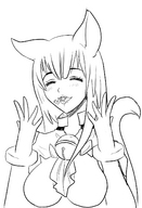 vore monochrome mouth anime shrunken_woman cat_girl jitensha line_drawing asobi_ni_iku_yo
