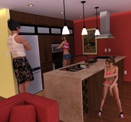 insertion pussy high_heels couple lingerie shrunken_woman hiding naduron digital_render