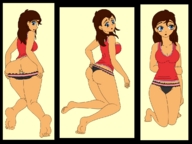 drawing giantess panties color butt blue_eyes barefoot cleavage shrunken_men legs screeeow panty_entrapment