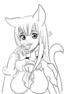 drawing vore monochrome anime shrunken_woman cat_girl jitensha looking_at_viewer struggling line_drawing asobi_ni_iku_yo