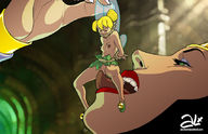 breasts drawing giantess pussy vore blonde color tongue mouth licking handheld fairy bondage queen tinkerbell cruel dangle between_fingers disney licking_pussy watermark gagged grimhilde looking_at_tiny hair_bun bound_and_gagged