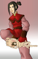 drawing giantess nude size_difference clothed handheld barefoot soles low_angle muscles shrunken_woman size_comparison point_of_view azula against_foot avatar_the_last_airbender suki