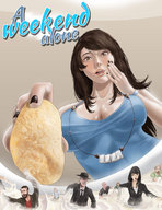 drawing vore comic color large_breasts cleavage brunette shrunken_men unaware shrunken_woman entrapment food indoors licking_lips giantessfan sample_image imminent_vore potato_chip dip a_weekend_alone looking_at_tinies sarah_leheron jieun