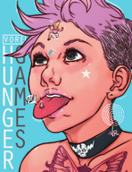 drawing giantess vore tongue shrunken_woman falling tongue_piercing sliding voregoddess looking_at_tiny