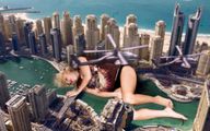 giantess collage city blonde barefoot helicopter lying_down skyscraper river m31 downward_angle