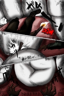 breasts drawing giantess vore blonde comic color destruction blue_eyes teeth cleavage military point_of_view stomach_view digestive_juices first_person_shooter