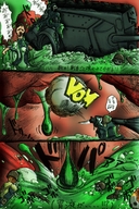 breasts drawing giantess vore blonde comic color destruction blue_eyes cleavage military bones vehicle_vore point_of_view digestive_acids stomach_view digestive_juices first_person_shooter