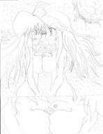 drawing nude giga monochrome planet giantesses between_breasts