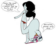 bikini drawing giantess butt toes barefoot domination vampire shrunken_woman entrapment between_toes dialogue adventure_time marceline princess_bubblegum bonnibel no_background cartoon_network