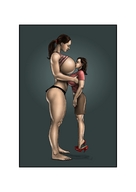 breasts drawing size_difference barefoot high_heels amazon shrunken_woman lifting sucking_nipple biggals