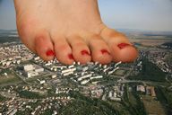 collage mega toes barefoot close_up red_nails