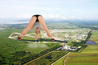 giantess collage landscape blonde wonderslug legs airplane bending_over sneakers airport looking_at_viewer gisele