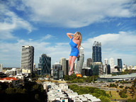 giantess collage city blonde destruction wonderslug dress looking_down skyscraper gisele