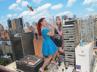 collage city blonde high_heels wonderslug red_hair giantesses skyscrapers crushed_car ariana_grande jennette_mccurdy looking_at_tiny
