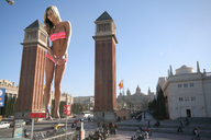 giantess collage barefoot low_angle shrunken_men worship streets vehicles looking_at_viewer accasbel barcelona jennifer_hawking
