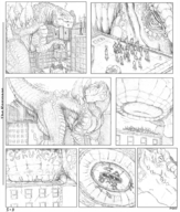 drawing crush feet anthro city comic monochrome giant toes soles anal_insertion reptile vehicles 5-d