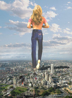 giantess crush collage city mega blonde long_hair destruction soles unknown_artist foot_crush fire walking foot_print levis shoe_crush helicopter_point_of_view