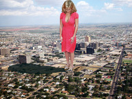 giantess collage feet city blonde destruction clothed cleavage high_heels wonderslug dress sandals looking_down gemma_atkinson