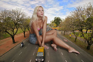 giantess collage blonde barefoot cleavage sitting legs streets vehicles docop jenni_czech blocking_traffic