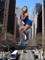 breasts giantess collage city mega blonde handheld high_heels traffic low_angle dress shrunken_men legs palm bus looking_down skyscraper streets vehicles thighs platforms beregous looking_at_viewer new_york_city barbara_rossi between_buildings chrysler_building