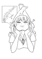 drawing giantess vore monochrome clothed barefoot k-on! lying_down shrunken_woman swallowed inside_view line_drawing