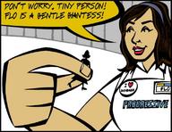drawing giantess color handheld brunette shrunken_woman between_fingers flo