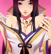 drawing giantess clothed cleavage shrunken_men looking_at_viewer boxers naoe_kanetsugu aya_gozen catherine_(game) mondi between_breasts