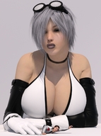 giantess cleavage huge_breasts gloves shrunken_men pinned ivory boomgts digital_render