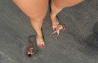 giantess crush collage feet barefoot blood gore shrunken_men legs sand cruel under_foot pedicure crlvr downward_angle